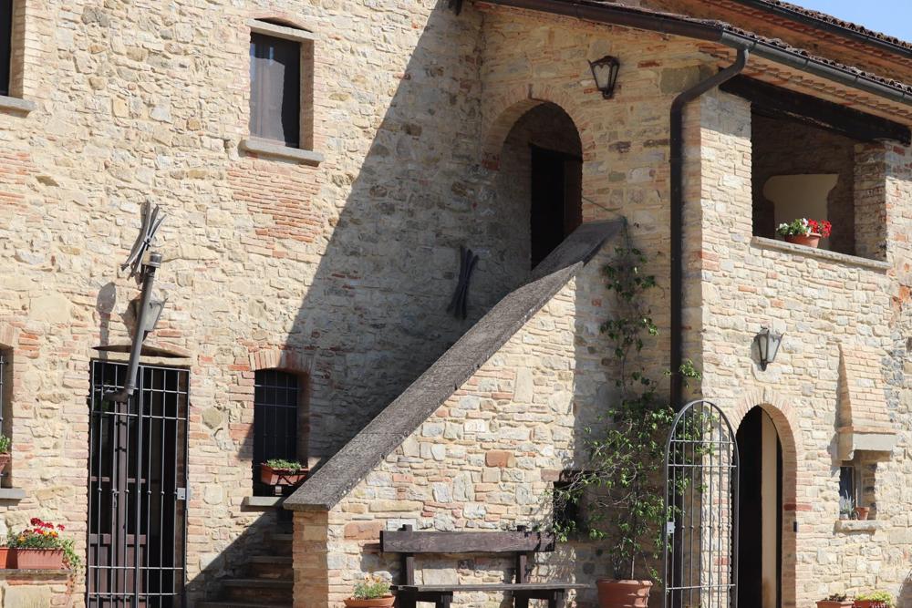 The stone casale with its external staircase